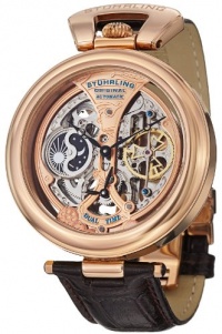 Stuhrling Original Men's 127A.334553 Special Reserve Emperor's Grandeur Automatic Skeleton Dual Time Rose Tone Dial Watch