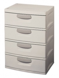 Sterilite 01748501 4-Drawer Unit with Putty Handles, Light Platinum