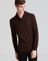 Merino wool and soft cotton combine in this super-comfortable, thoroughly handsome sweater from Fred Perry, embellished with the signature crest at the left chest for classic appeal.