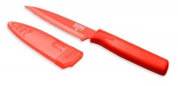 Kuhn Rikon 4-Inch Nonstick Colori Serrated Paring Knife, Red