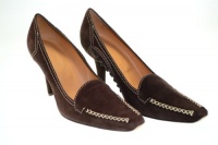 TOD'S Women's Maude 85 H.H. Dark Brown Suede Pumps Sz 37 GOHR200