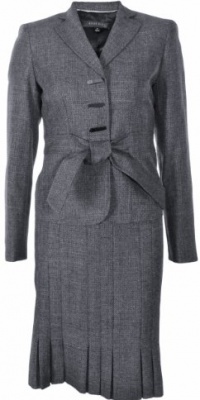 Anne Klein Women's Blue Fusion Woven Skirt Suit Dark Stone Grey