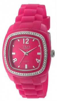 TKO ORLOGI Women's TK537-PK Tivoli Swarovski Crystal Accented Plastic Case and Rubber Strap Watch