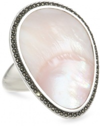 Judith Jack Kauai Sterling Silver, Marcasite and Pink Mother of Pearl Ring, Size 7