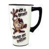 Spoontiques 12611 14-Ounce Ceramic Travel Mug - Looney Tunes Taz Tasmanian Devil - I'm a beast without my coffee