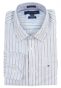 Tommy Hilfiger Mens Long Sleeve Custom Fit Button Down Shirt - XL - White/Blue/Navy