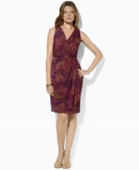 A gorgeous watercolor print of jewel-tone florals lends breezy, feminine appeal to Lauren Ralph Lauren's airy chiffon dress, finished with a knotted detail at the hip for a chic twist. (Clearance)