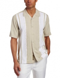 Cubavera Men's Short Sleeve Front Insert With Embroidered Shirt