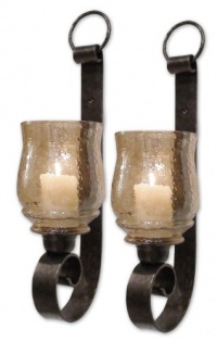 Joselyn Iron and Glass Small Wall Sconces (Set of 2)