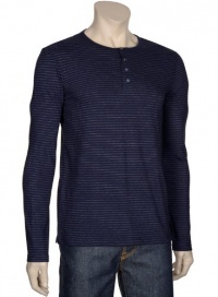 Vince Mens Henley Shirt Large Navy Blue Pima Cotton