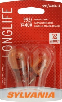 Sylvania 992/7440A LL Long Life Miniature Lamp (Amber), (Pack of 2)