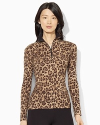 A bold leopard pattern adds a bit of edge to a soft waffle-knit cotton top.