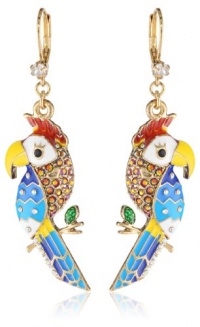 Betsey Johnson A Day at the Zoo Parrot Drop Earrings