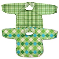 green sprouts 2 Pack Best Long Sleeve Waterproof Bib, Green, 12-24 Months