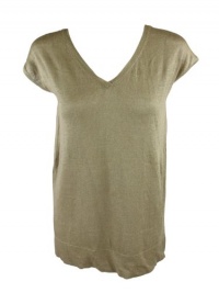 Piazza Sempione Womens Linen Knit Vneck Cap Sleeve Top