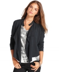 Rev up your wardrobe with this Calvin Klein Jeans petite jacket, a moto-inspired topper perfect for barely chilly days.