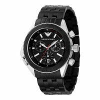 Emporio Armani Quartz, Black Dial with Black Link Bracelet - Men's Watch AR0547