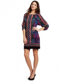 Laundry by Shelli Segal Women's Border Print Jersey Dress, Blue Jewel, 10