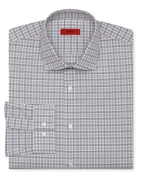 This handsome plaid shirt does well without a tie. But paired with a colorful design from your collection, it really excels. Crafted in crisp, clean cotton and tailored for a contemporary fit.