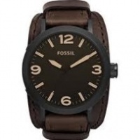 Fossil JR1365 Clyde Stainless Steel and Leather Watch Dark Brown