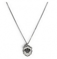 Juicy Couture Silver Shield w Pave Heart Charm Necklace YJRUS245