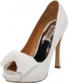 Badgley Mischka Women's Zali Platform Pump, White, 7.5 M US