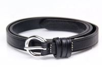 Lauren Ralph Lauren Vacchetta Leather Thin Belt Size Large Black