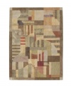 This long runner is ideal for hallways and entryways. A modern design of animated beauty, this rug renders columns in an abstract collage of rectangles accented with graceful curvilinear details. A cool green palette is tinged with warm hues of brown. Woven of premium Opulon™ yarns to create a lavish pile with a rich, color-enhancing finish.