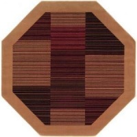 5'3 Octagon Area Rug Slender Stripe Pattern with Camel Border MPN: 07664875053053O