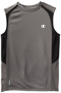 Champion Boys 8-20 Double Dry Colorblock Muscle, Smoked Pearl/Black, 10-12