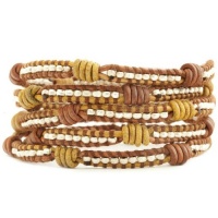 Chan Luu Silver Nugget Wrap Bracelet on Yellow and Brown Leathers