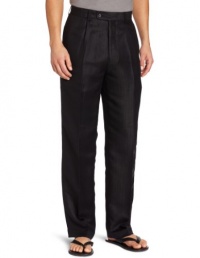 Cubavera Men's Single Pleat Linen Rayon Herringbone Pant