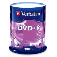 Verbatim 97459 4.7 GB up to16x Branded Recordable Disc DVD+R - 100 Disc Spindle