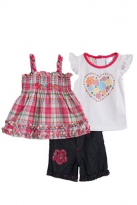 Baby Togs Infant Girls 2 pc plaid top and denim shorts set