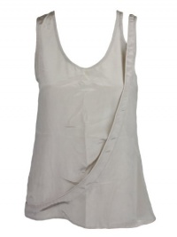 Wayne Womens Asymmetrical Shoulder Silk Sleeveless Top