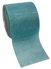 Turquoise Diamond Rhinestone Mesh Ribbon, Wedding Ribbon, Diaper Cake Ribbon, 4.75 x 10 Yards, 24 Row, 1 Roll