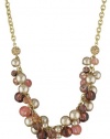 Carolee Rose Colored Glow Gold-Tone Amethyst and Rose Color Pearl Cluster Necklace