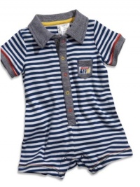 GUESS Kids Boys Newborn Boy Striped Romper (0-9M), STRIPE (0/3M)