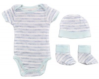 Calvin Klein New born Boys Bodysuit 3Pc Set With Hat & Booties (3/6M)