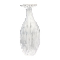 Handmade and inspired by the maestro artisan's family dinnerware, this distressed white vase has an heirloom feel that creates a rustically elegant display.