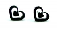 7MM Black Heart Stud Earrings, Anodized Hypoallergenic 316L Stainless Steel Posts, Matte Finish