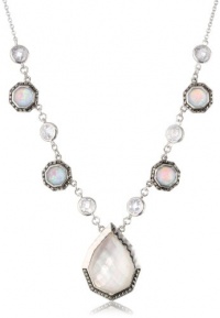 Judith Jack Waterfall Sterling Silver, Marcasite and Blue Opal Mother-of-Pearl Frontal Necklace, 18