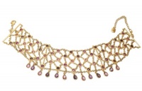 Lauren Ralph Lauren Woven Chain w Amethyst Accents Choker Necklace Gold