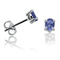 Tanzanite Stud Earrings set in Sterling Silver .65cttw (Real Genuine Tanzanite)