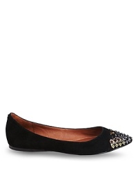 Take a standout approach to the pointed toe and cap toe trends in these STEVEN BY STEVE MADDEN flats: spiked studs give them an especially pointed point-of-view.