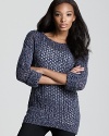 An open knit lends laid-back chic to this marled Aqua sweater--the perfect partner to your weekend denim.