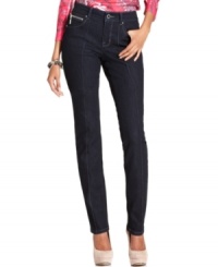 Style&co. Jeans makes denim look polished and crisp with these dark-washed seamed skinnies.