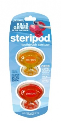 Steripod (2 Pack Orange & Red) Clip-on Toothbrush Sanitizer