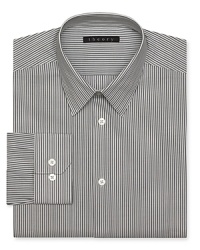 You can't go wrong in this finely tailored dress shirt from Theory, featuring a contemporary fit and classic pinstripes.