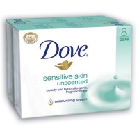 Dove Bar Soap, Sensitive Skin Unscented, 4 Ounce, 16 Count